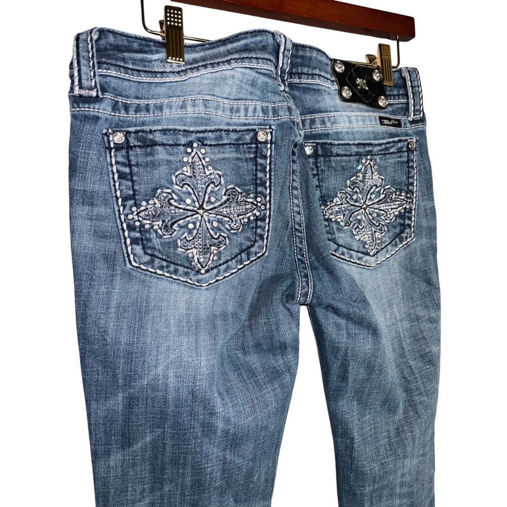 Miss Me 30 Skinny Jeans‎ Rhinestone Embroidered Med Wash Blue Rodeo Western